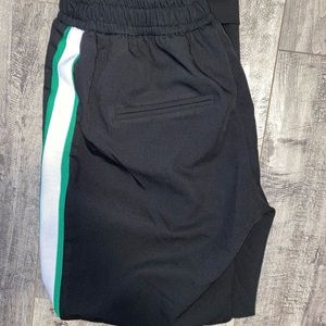 Pull and Bear Green/White side striped pants